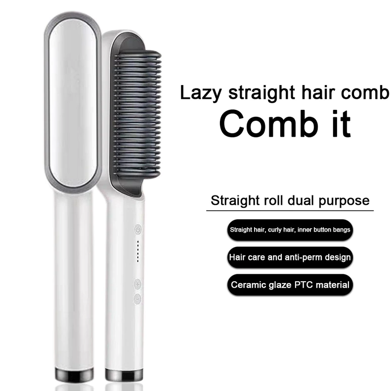 2-In-1 Heated Hair Straightening Brush