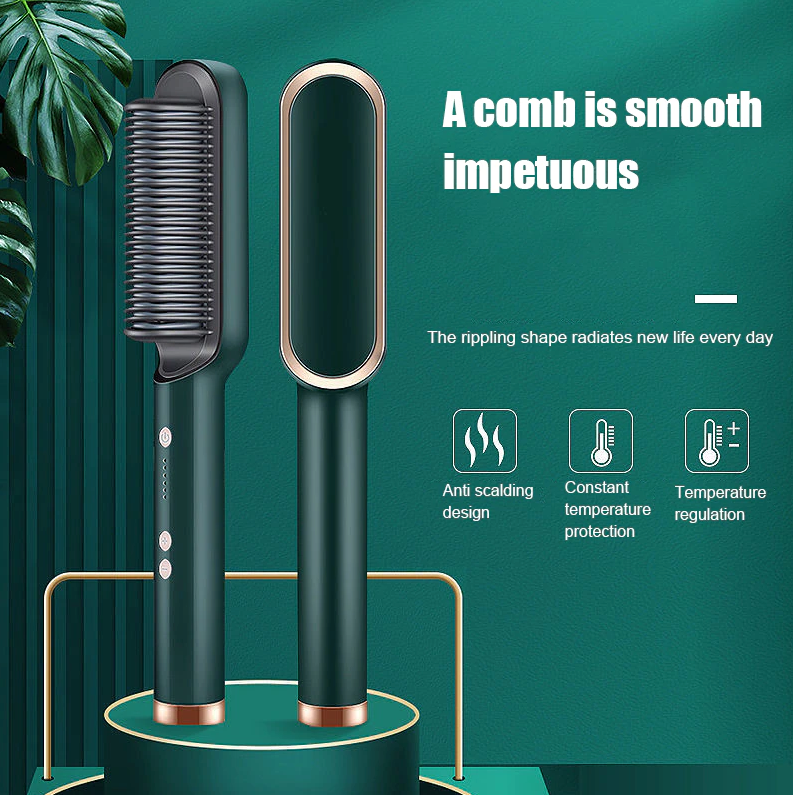 2-In-1 Heated Hair Straightening Brush