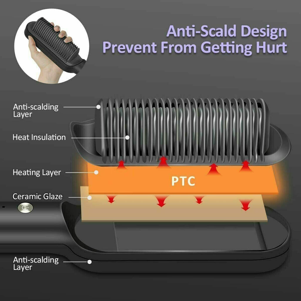 2-In-1 Heated Hair Straightening Brush