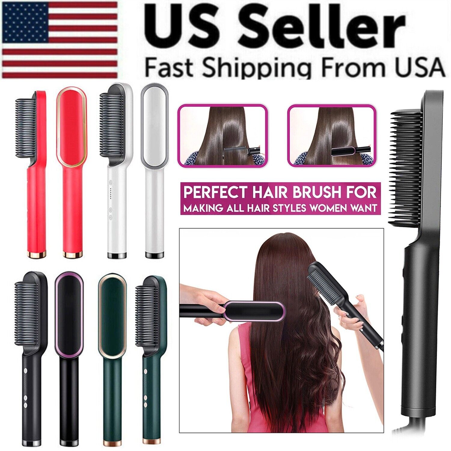 2-In-1 Heated Hair Straightening Brush